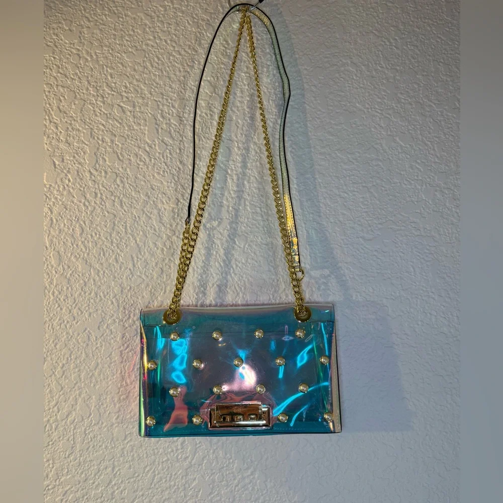ZAC Zac Posen Eartha Mini Iridescent TPU Pearl Crossbody Bag Double Layer Strap - Picture 16 of 16